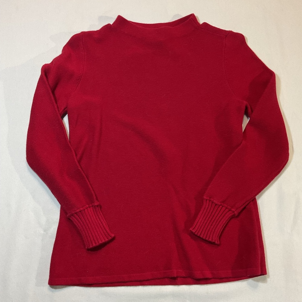 Ann Taylor Red Crewneck Sweater With thick sleeves and Collar Size Petite SP